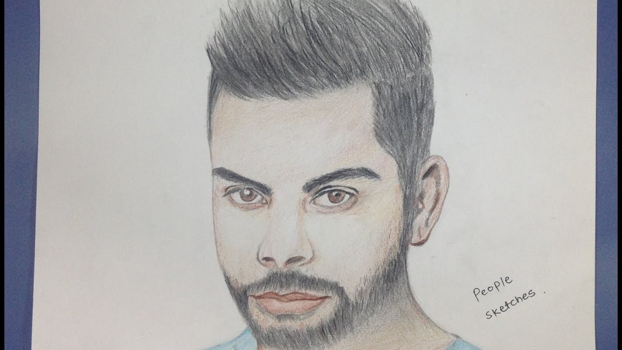 1280x720 Virat Kohli Colour Pencil Sketch - Colour Pencil Sketches