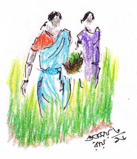 480x559 Pen And Colour Pencil Sketch Letterset - Colour Sketch