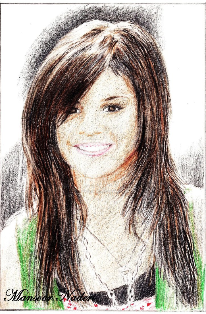 725x1101 Selena Gomez Colour Sketch By Jaysoncage24 - Colour Sketch Images