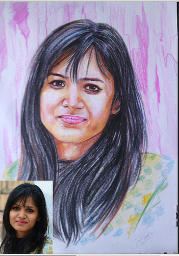 351x500 Sketch Portrait Artich - Colour Sketch Images