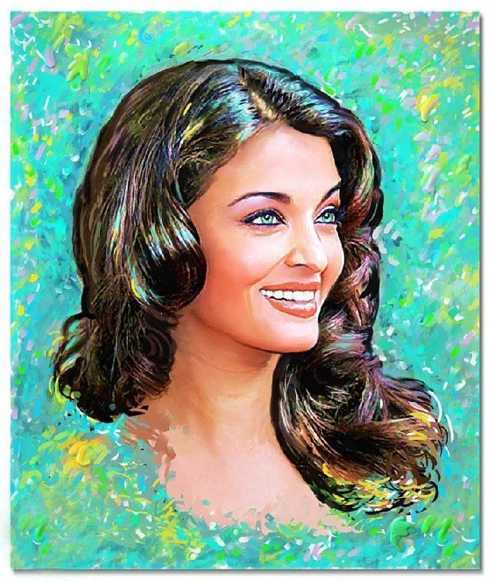 700x831 Superb Colour Sketch Of Aihwarya Rai. Aishwarya Rai Is An Indian - Colour Sketch Images