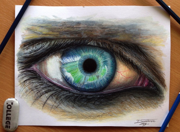 721x529 Hyperrealistic Color Pencil Drawings Of Eyes - Coloured Eye Sketch