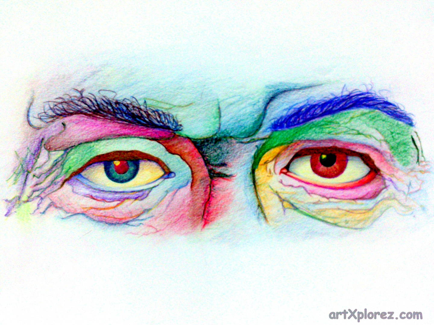 1440x1080 Unnatural Old Wrinkled Eye Pencil Color Sketch Artxplorez - Coloured Eye Sketch