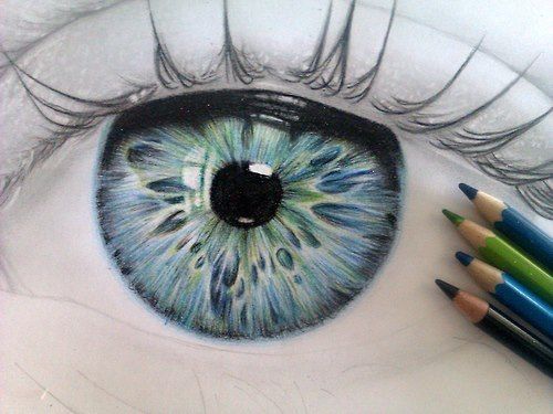 500x375 Colored Pencil Eye Sketch. Art Innovative Or Excellent - Coloured Eye Sketch