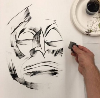 350x344 How To Draw With A Comb A Conversation With Marshall Arisman - Comb Sketch