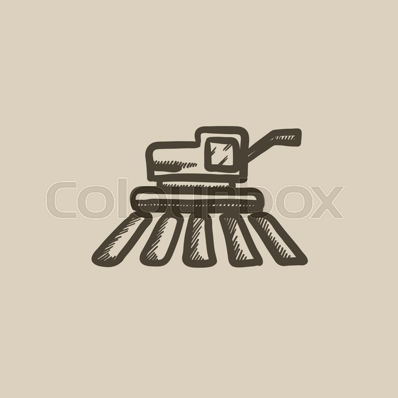 800x800 Combine Harvester Vector Sketch Icon Isolated On Background. Hand - Combine Harvester Sketch