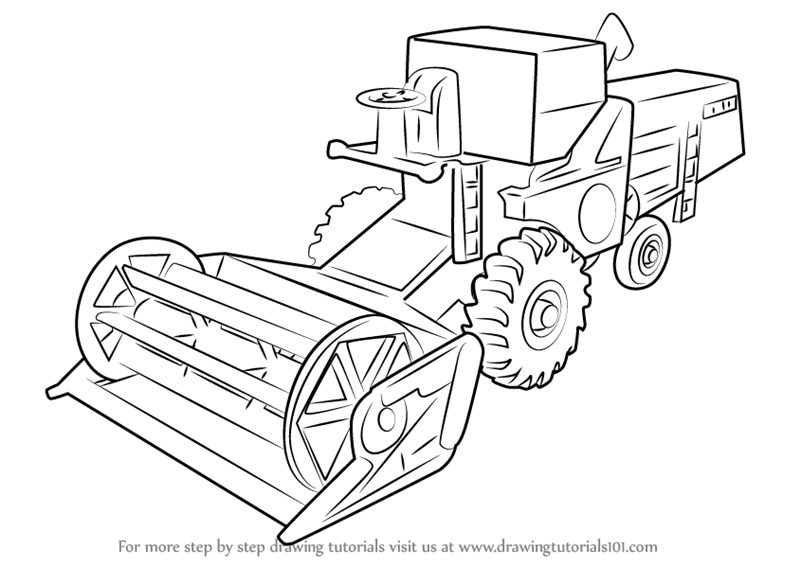 800x566 Learn How To Draw Combine Harvester (Other) Step By Step Drawing - Combine Harvester Sketch