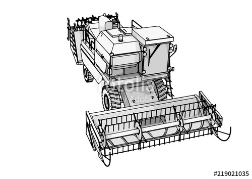 500x354 Sketch Combine Harvester Vector Stock Image And Royalty Free - Combine Harvester Sketch