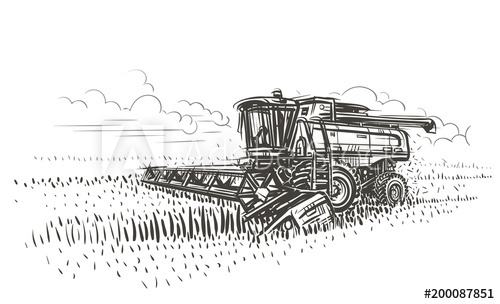 500x304 Combine Harvester Working Sketch Illustration. Vector. - Combine Sketch