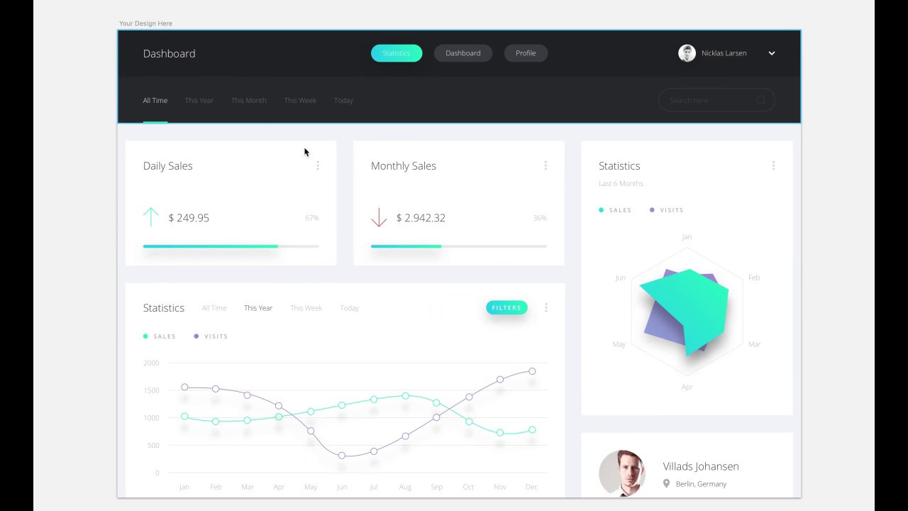 1280x720 Dashboard Ui Kit - Combine Sketch