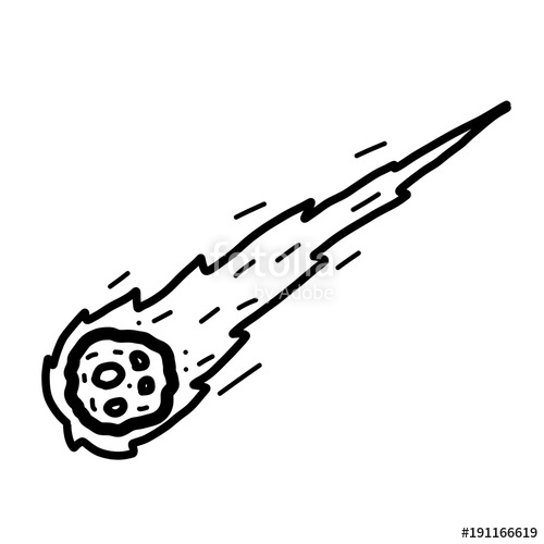 500x500 Comet Cartoon Vector And Illustration, Black And White, Hand - Comet Sketch