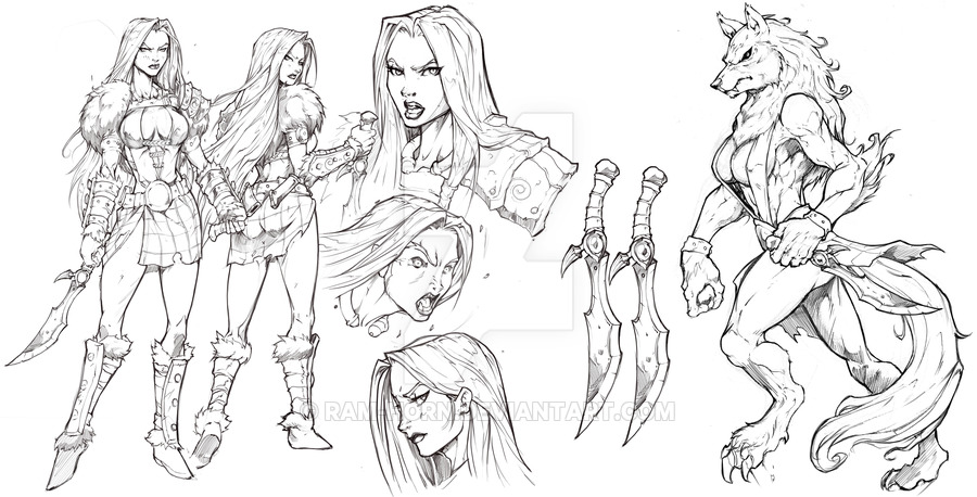 900x458 Night Wolf Character Sketch - Comic Character Sketch