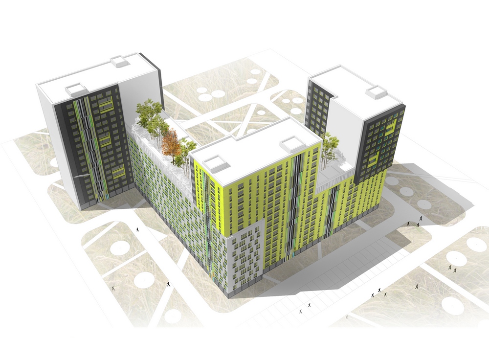 1000x691 The Sketch Project Of Residential Buildings For Repeated - Commercial Building Sketch