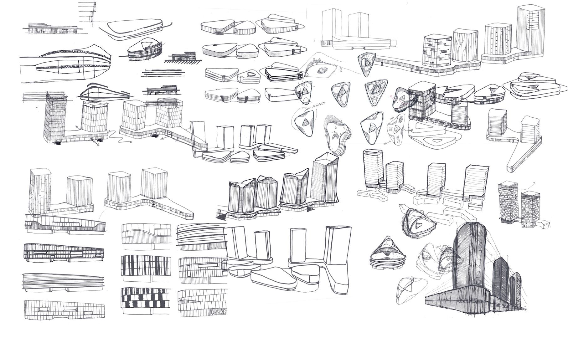 1814x1080 Concept Sketches For Commercial Development In Ningbo Prc By Pdp - Commercial Sketch
