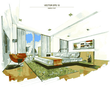 380x300 Interior Sketch Free Vector Download (3,725 Free Vector) For - Commercial Sketch