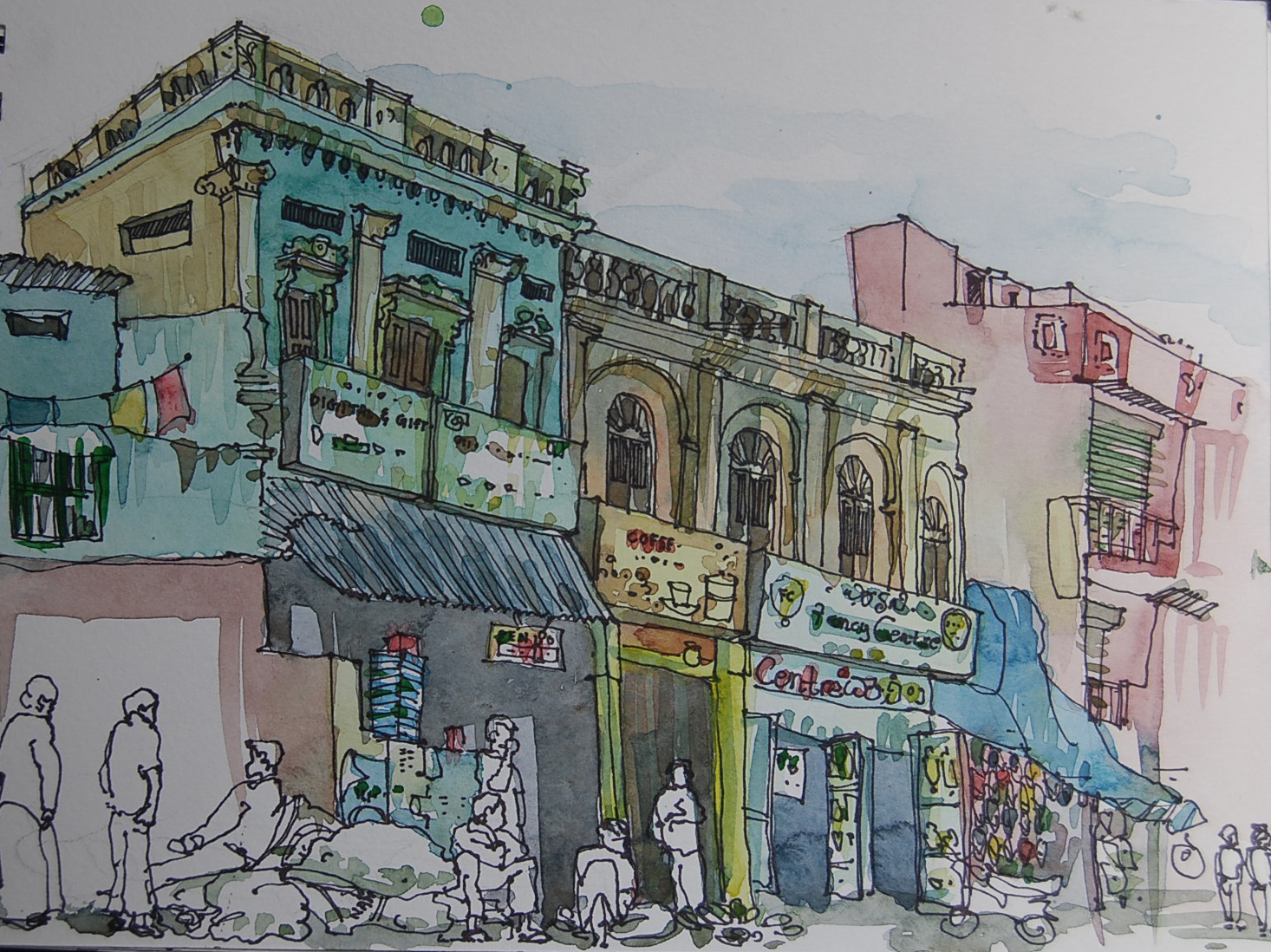 1466x1098 Sketching In Bangalore Commercial Street Sketching In India - Commercial Sketch