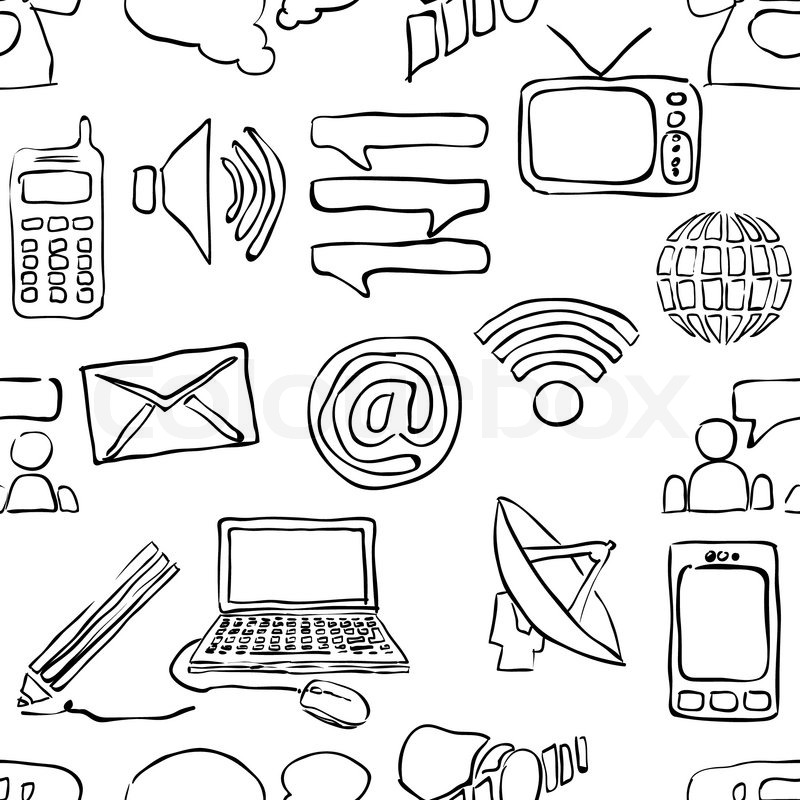 800x800 Sketch Seamless Communication Pattern Stock Vector Colourbox - Communication Sketch
