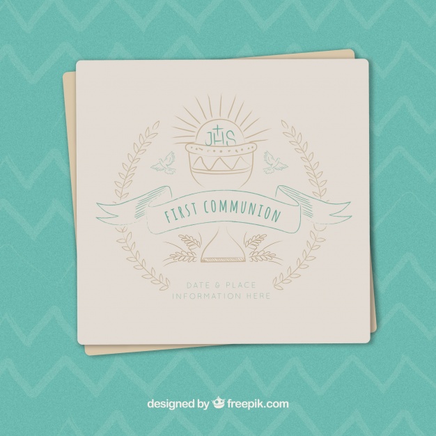 626x626 Vintage Reminder Of First Communion With Chalice Sketch Vector - Communion Sketch