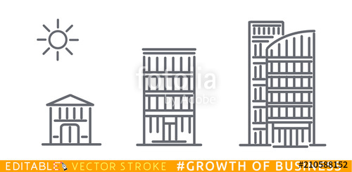 500x244 Growth Of Business. Buildings Of Company Small, Middle And Big - Company Sketch