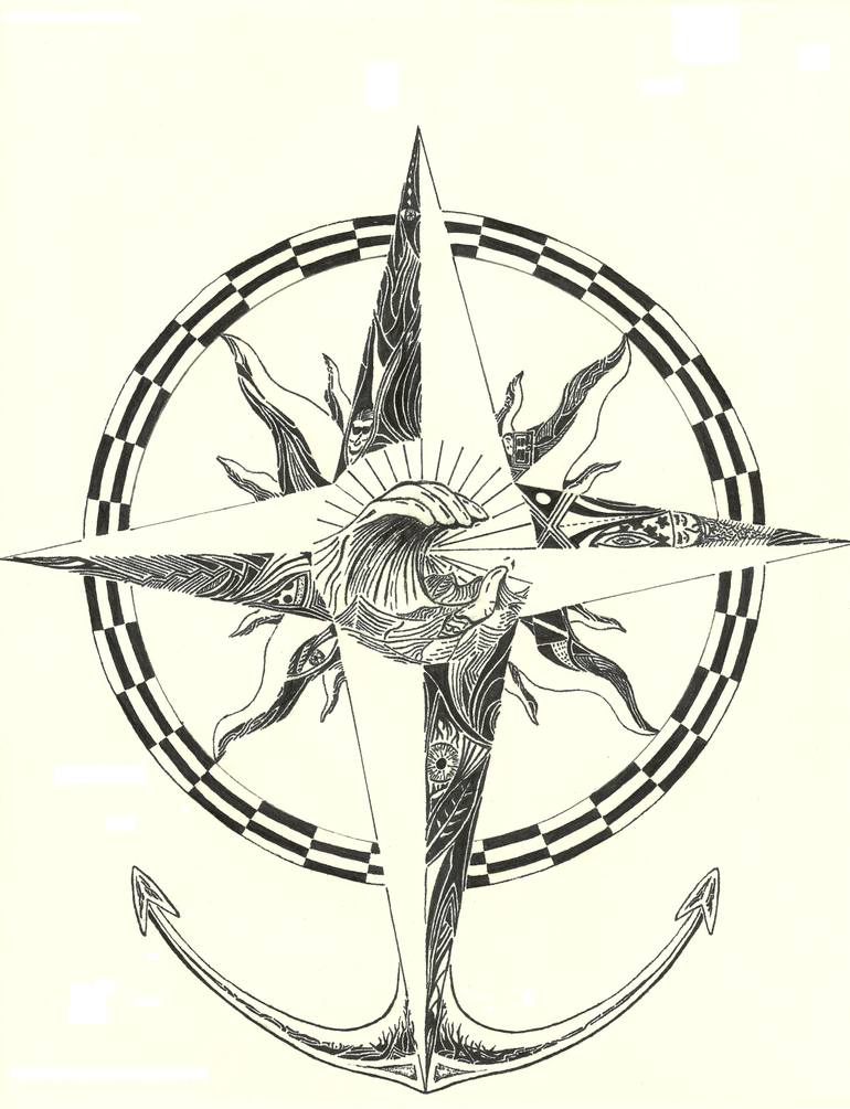 770x1005 Compass Rose Drawing By Scott Rathbone Saatchi Art - Compass Rose Sketch