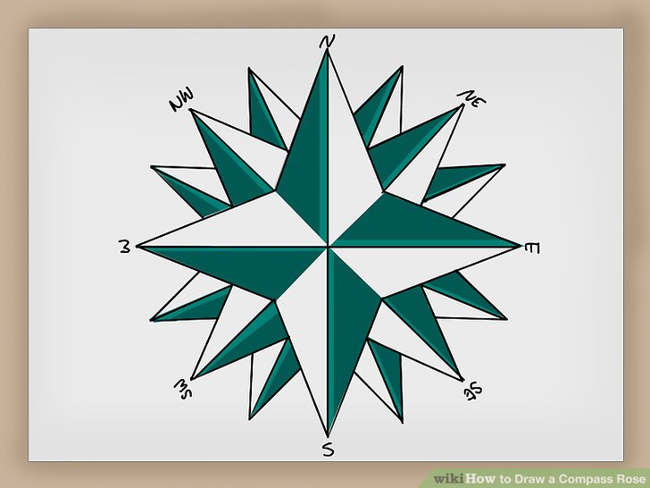 728x546 How To Draw A Compass Rose 12 Steps (With Pictures) - Compass Rose Sketch