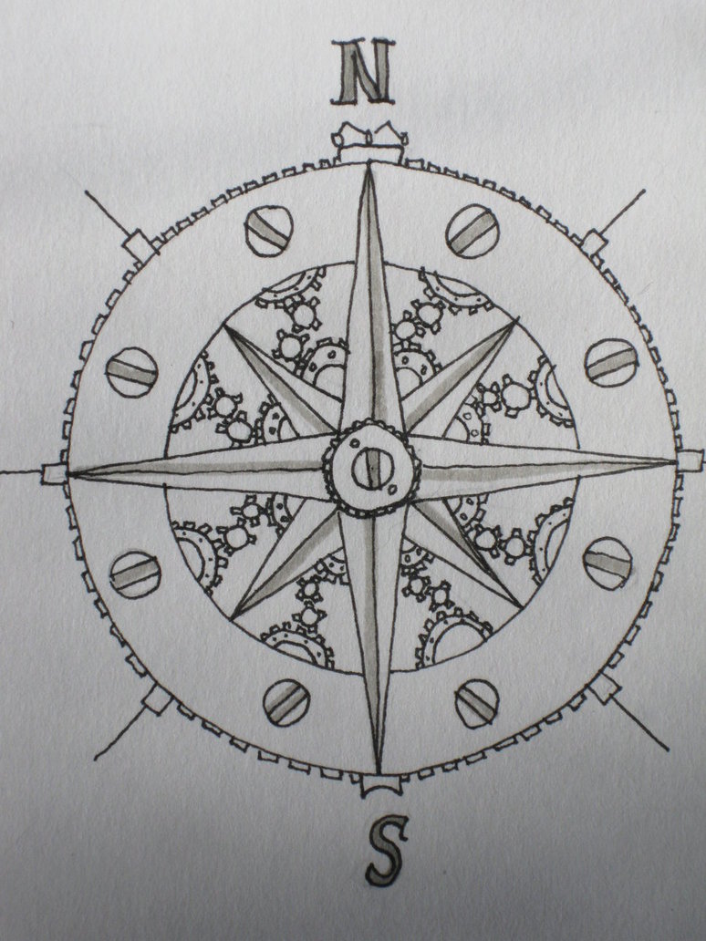 774x1032 Steampunk Compass Rose By Fairyants - Compass Rose Sketch
