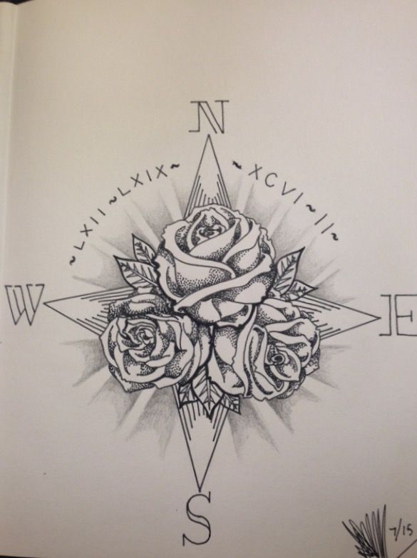 585x783 Compass Rose Tattoo - Compass Rose Sketch