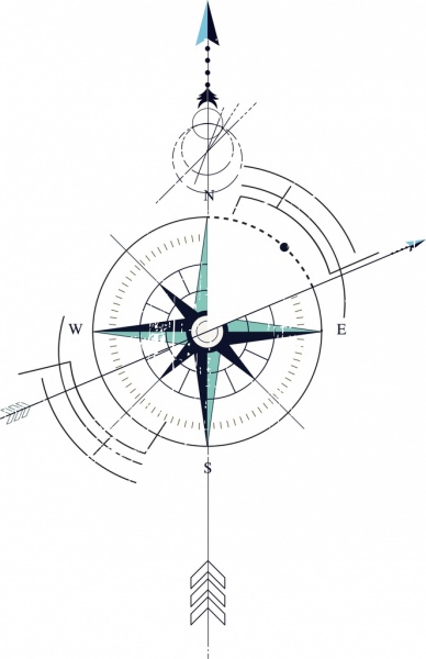 388x600 Compass Background Flat Circles Arrows Sketch Free Vector In Adobe - Compass Sketch