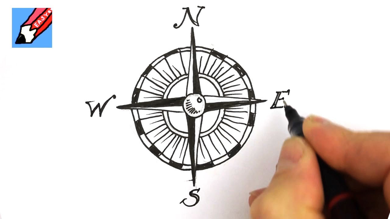1280x720 How To Draw A Compass Design - Compass Sketch