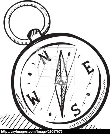 421x512 Magnetic Compass Vector Sketch Vector - Compass Sketch
