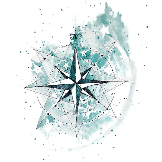 550x550 Compass Sketch Comforters By Gracewolf Society6 - Compass Sketch