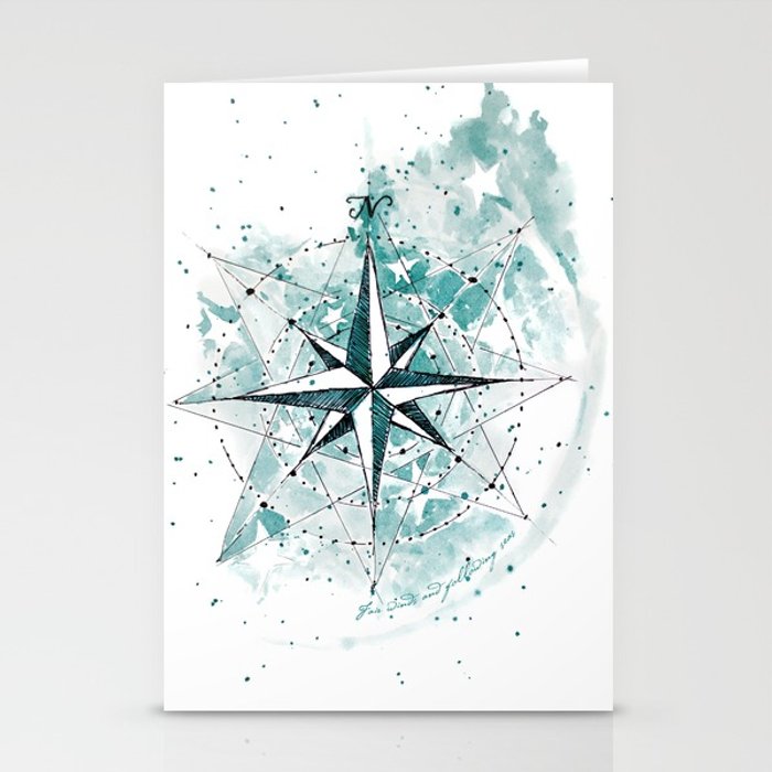 700x700 Compass Sketch Stationery Cards By Gracewolf Society6 - Compass Sketch
