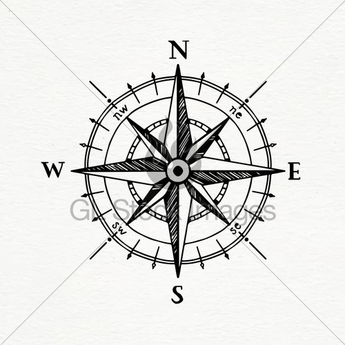 500x500 Compass Sketch Vector Art Gl Stock Images - Compass Sketch