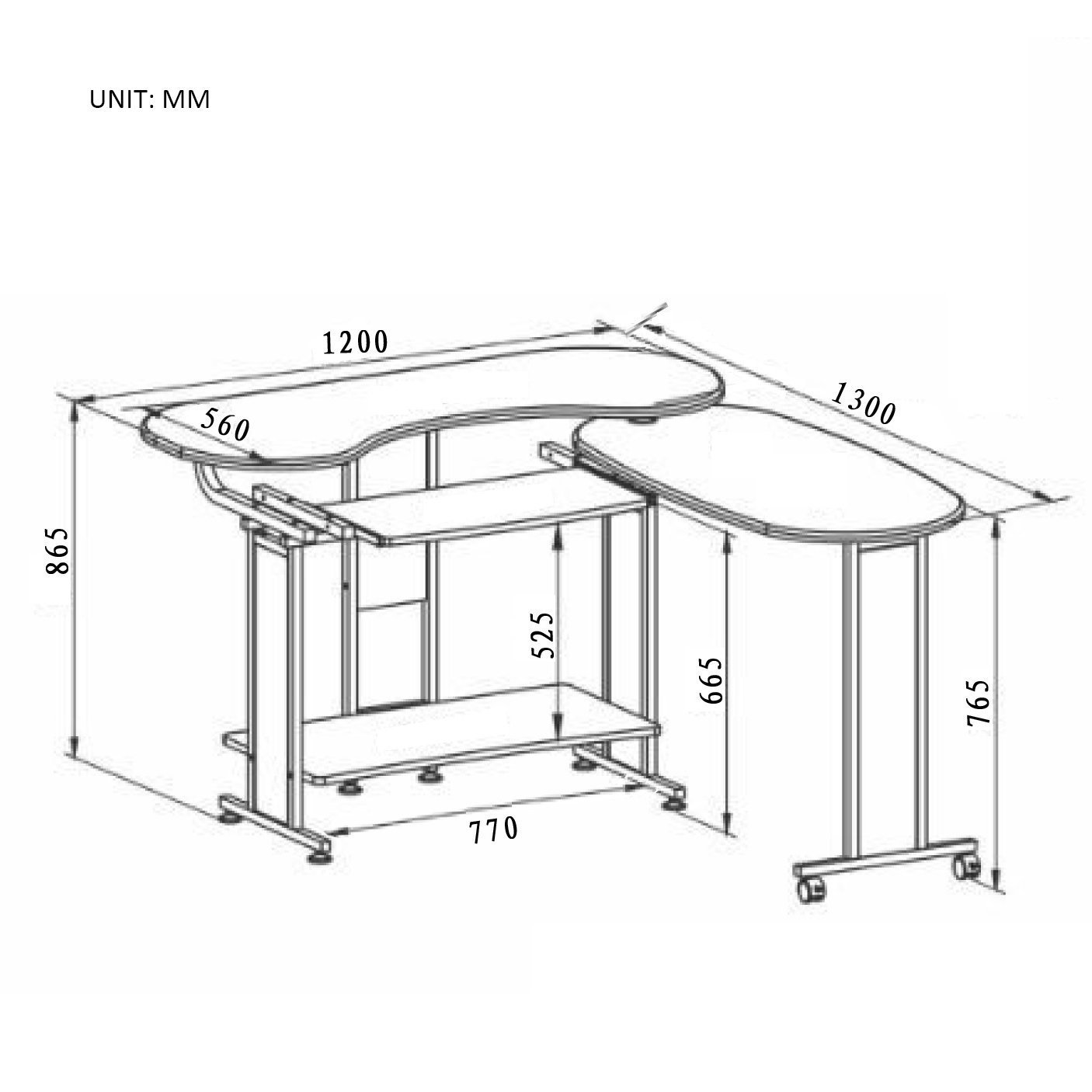 1406x1406 Expandable L Shape Computer Desk Computer Workstation Corner Desk - Computer Desk Sketch