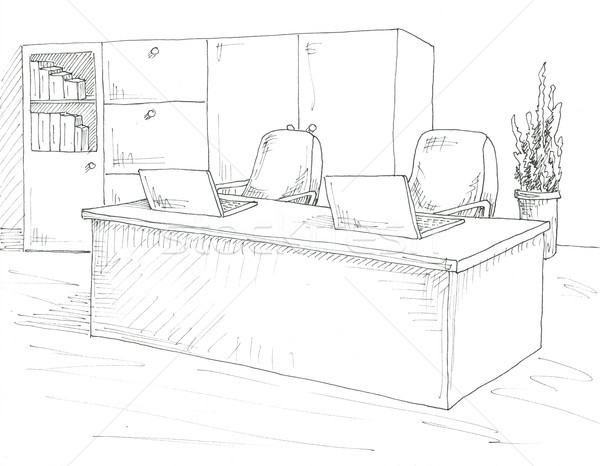 600x466 Workplace - Computer Desk Sketch