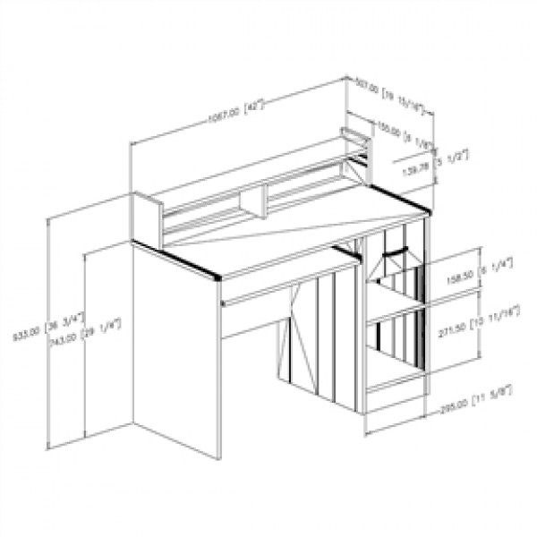 600x600 Contemporary Home Office Computer Desk In White Wood Finish The - Computer Desk Sketch