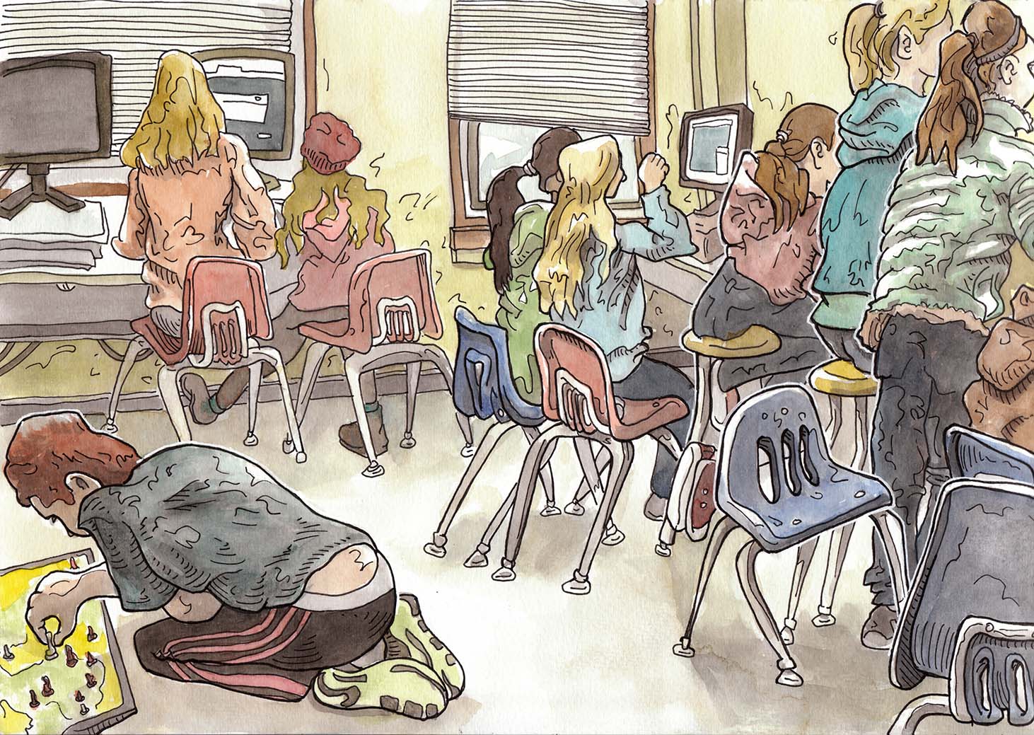 1462x1039 Urban Sketchers Seattle Lincoln Elementary Computer Lab - Computer Lab Sketch