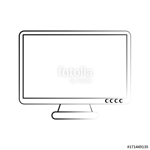 500x500 Computer Monitor Icon Image Vector Illustration Design Sketch - Computer Monitor Sketch