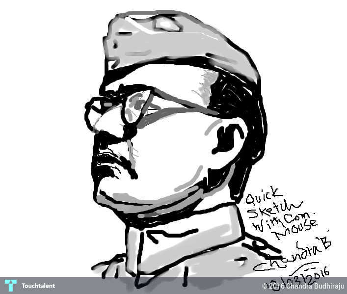 707x599 Netaji ( With Computer Mouse Sketch ) Touchtalent - Computer Mouse Sketch