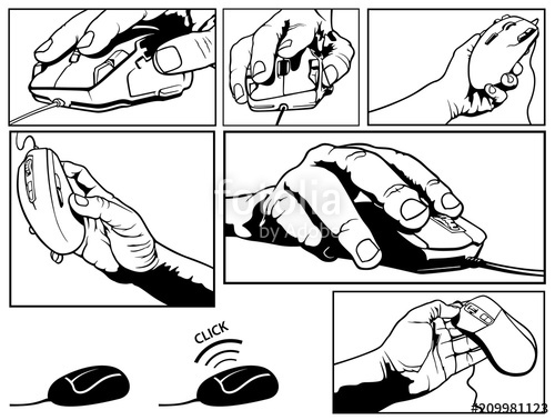 500x378 Set Of Illustrations A Computer Mouse - Computer Mouse Sketch