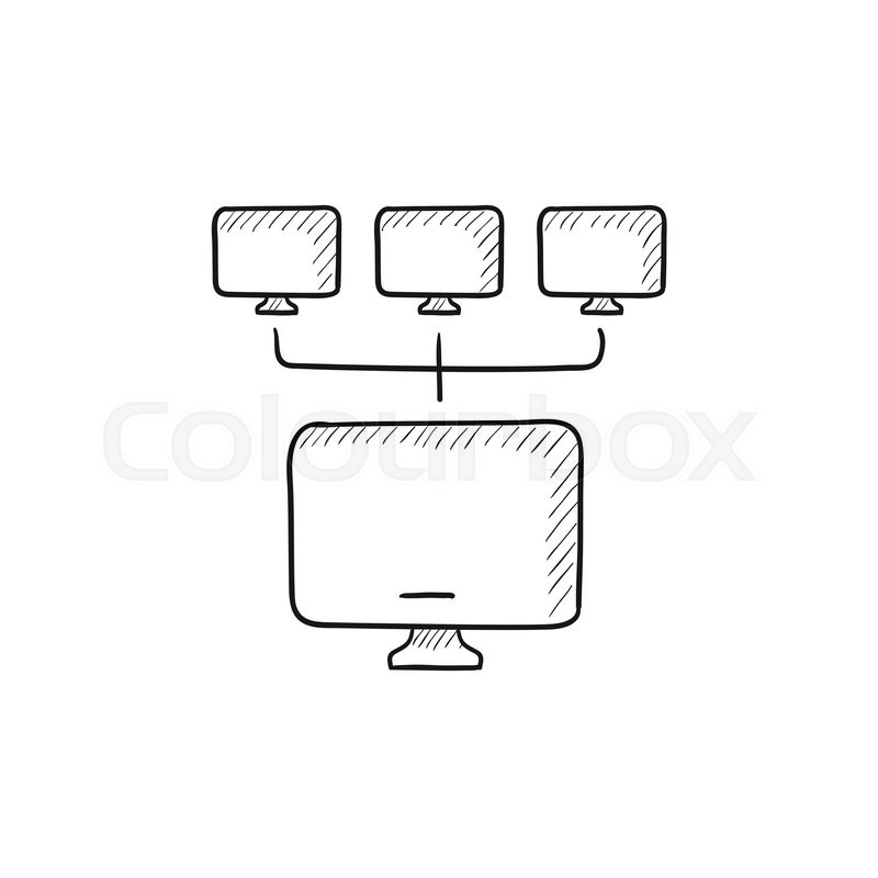 800x800 Computer Network Vector Sketch Icon Isolated On Background. Hand - Computer Network Sketch