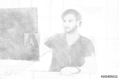 500x334 Pencil Sketch Of A Businessman - Computer Pencil Sketch
