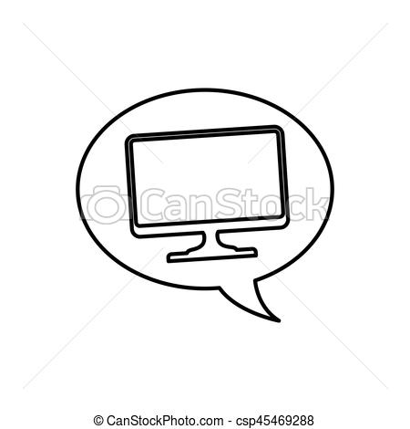 450x470 Computer Screen Technology Icon Vector Illustration Graphic - Computer Screen Sketch