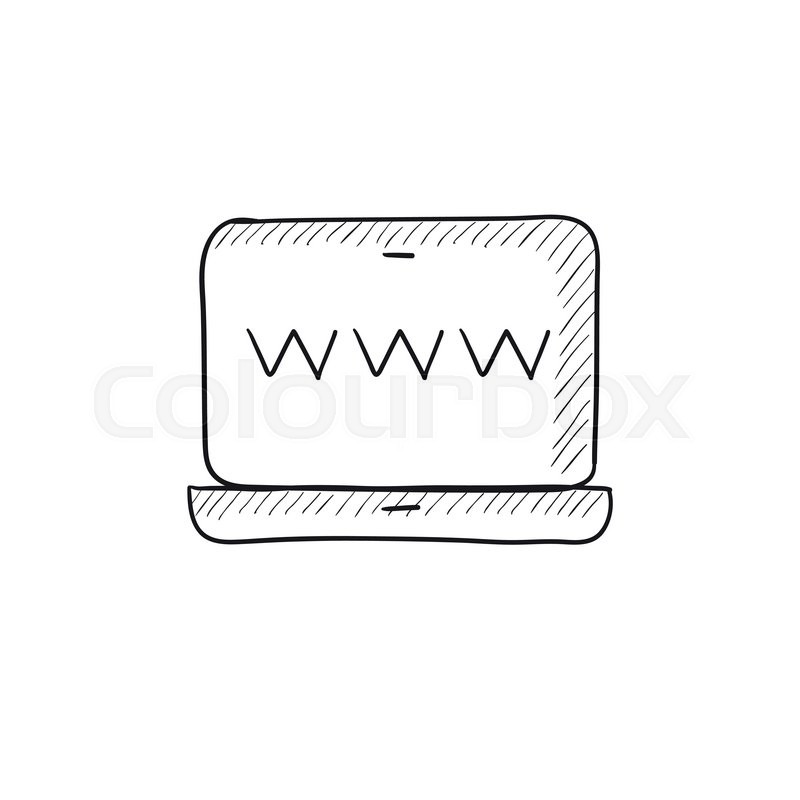 800x800 Website On Laptop Screen Vector Sketch Icon Isolated On Background - Computer Screen Sketch