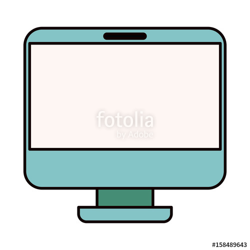 500x500 Color Sketch Silhouette Modern Flat Computer Screen Vector - Computer Screen Sketch