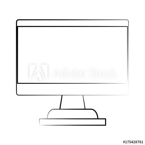500x500 Computer Monitor With Blank Screen Icon Image Vector Illustration - Computer Screen Sketch