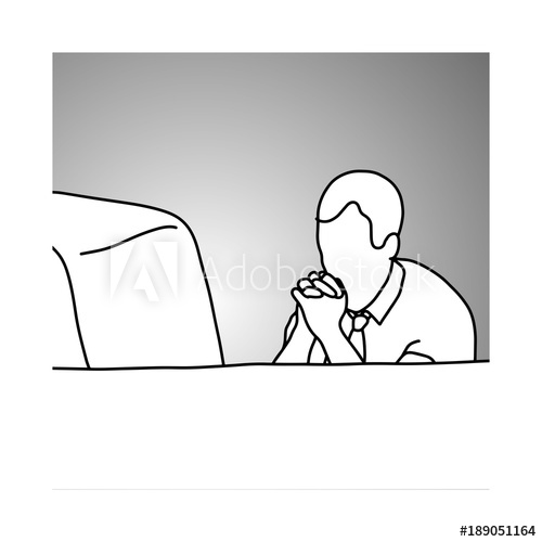 500x500 Serious Businessman Looking - Computer Screen Sketch