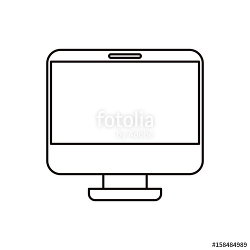 500x500 Sketch Silhouette Modern Flat Computer Screen Vector Illustration - Computer Screen Sketch