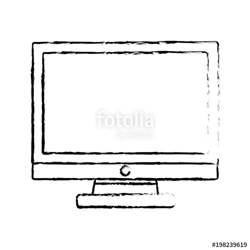 500x500 Technology Digital Monitor Computer Screen Gadget Vector - Computer Screen Sketch