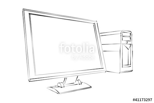 500x334 Desktop Computer Abstract Sketch Stock Photo And Royalty Free - Computer Sketch